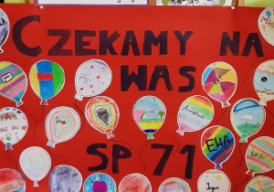 Plakat przygotowany przez uczniów SP 71 dla PM 48, laurka z życzeniami dla przedszkolaków oraz podziękowania dla uczniów naszej szkoły.